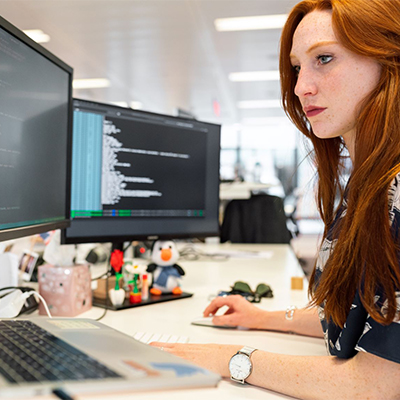 student working on a computer