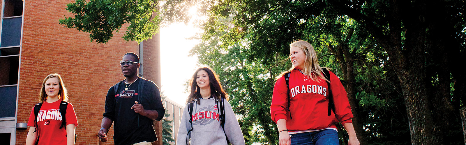 Students on the Minnesota State University Moorhead campus